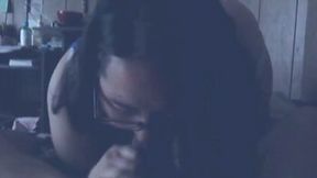 Amateur chubby dark haired lady with big butt gives such a nice blowjob