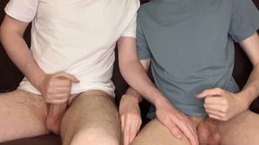 My hottest pal came to visit me and we jacked off together