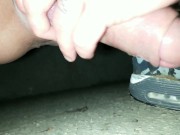 Throbbing asshole through cumshot Public under a bridge
