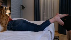 Foot worship while relaxing on the bed by Mistress Katharina - FullHD