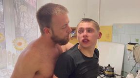 russian step dad teaches his stepson how to respect adults