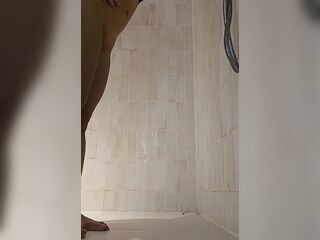 That babe's on period but I couldn't resist to screw her in the shower room