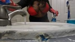 Tiny Human Watches Giantess in Sexy Red Top Clean POV Clean 4k