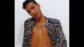 Jacks Off to Big Cock Cum in Brazilian Masturbation Scene