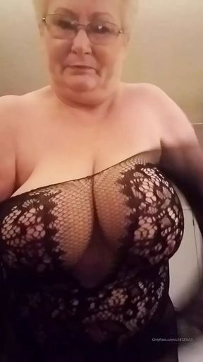 Hot Granny Plays With Her Giant Boobs Trying To Entice You
