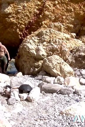 Threesome for Tamara Val as she gets double penetrated in a cave