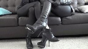 Footsie Play in sexy leather clothes 2sa LF