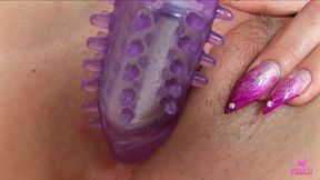 Her Soaked Pussy Takes Every Inch From The Massive Purple Dildo!