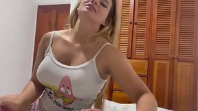 Sexy MILF Karen Sleent gives blowjob and rides big cock