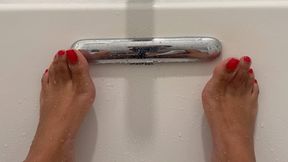 Masturbation with magic wand Red Toes