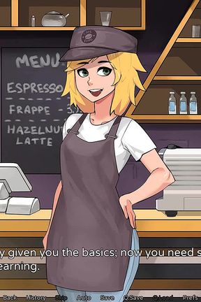 Hazelnut Latte: Male Blows off Female Trans Barista Got His Mouth Filled with Cum