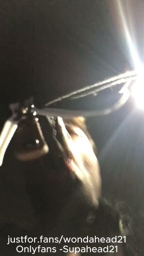 BBC Worship at Night: Risky Public Blowjob &amp; Throat Fuck