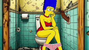 The Simpsons Porn Parody: Sexy Cheating Wife Marge Lets a Black Dude Fuck Her In The Public Toilet