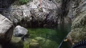 Tiny nude girl caught exposing herself near a waterfall
