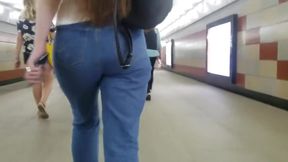Nice long haired girl with tight ass