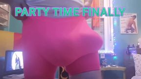 Pink party bulging spandex show