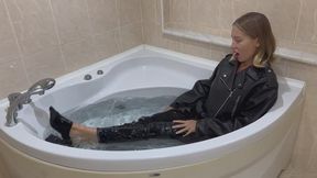 Wetlook in full leather outfit