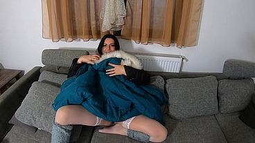 MilfyCalla- A Lot Of Cum On my old Black Fur DownJacket