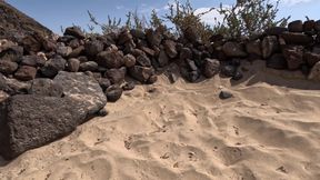 Can't Hold It and Pee Into the Sand on the Public Beach