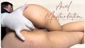 Anal masturbation with gloves and dildos