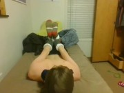 Hogtied in wool socks and zipties