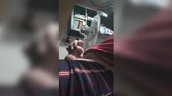 Hung twink jerks his big cock while neighbors fuck next door