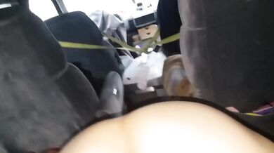 Testicles tucked in my twat in a parked van during daylight