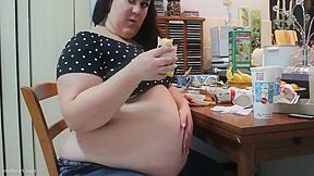 Stuffing Turns Obese Girls Stomach Into A Bimp