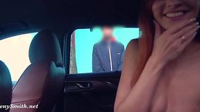 Jeny Smith's Nude Joyride: Caught in Public!