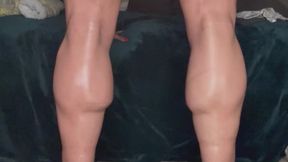 Oiled up , rock hard calves