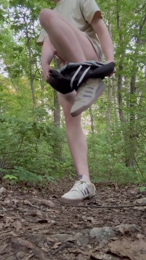 Public Exhibitionist Jerks off on a Hiking Trail