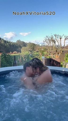 Outdoor Sex with a Hot Blonde MILF in a Hot Tub - Jacuzzi