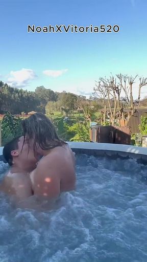 Outdoor Sex with a Hot Blonde MILF in a Hot Tub - Jacuzzi