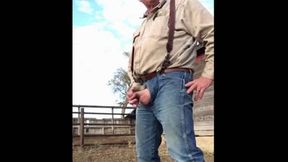Farmer Daddy Caught Peeing Outdoors