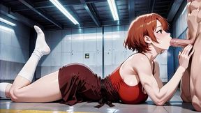 redhead anime babe gets pounded doggy in subway & begs for more