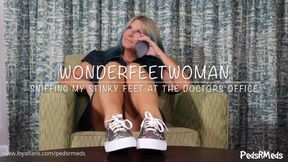 WonderFeetWoman Sniffing My Stinky Feet at the Doctors Office