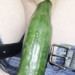 Stick in a cucumber in my dick