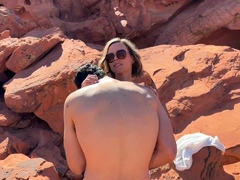Hiking Threesome Creampie in the Desert with Blonde Amateur