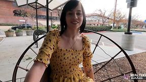 Sexy Short-Haired Teen Blows and Fucks Outdoors on Casting Couch