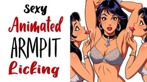 Two girls Lick the armpits of a sexy anime woman armpit fetish kink