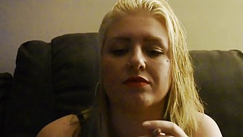 Amateur chubby blonde MILF gets fucked and creampied, cuckold cleans