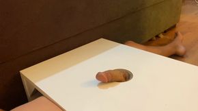 His hardened cock softened under my warm feet. Begging me. to drain the white cream of his little dick.