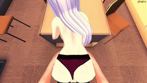 Rossweisse gets fucked from your POV before getting creampied on a table - *** DxD Hentai