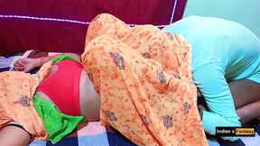 Dirty talking hot desi wife fucking hard and licking her wet pussy inside her saree