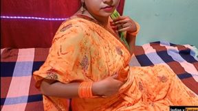 Dirty talking hot desi wife fucking hard and licking her wet pussy inside her saree