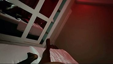 Black, big-bootied masked woman is an expert at sucking balls and riding