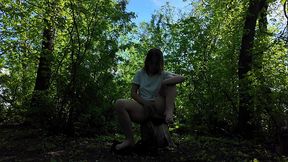 Takes Classmate Into the Woods Shows Pussy and Tits Masturbates Publicly
