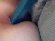 20 yo twink sucks and pounds his ass with toothbrush case.