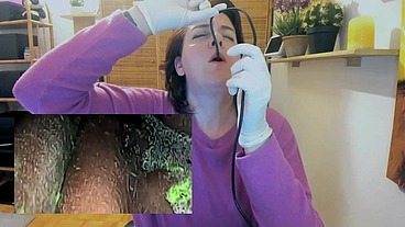 Eating an apple vore exploration with medical endoscope