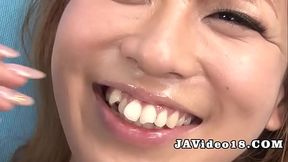 Ruru Kashiwagi produces a suck off and her fuckbox to a group in uncensored JAV!